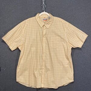 Van Heusen Mens XXXL Yellow Plaid Short Sleeve Button Down Shirt 19-19.5 PC-756